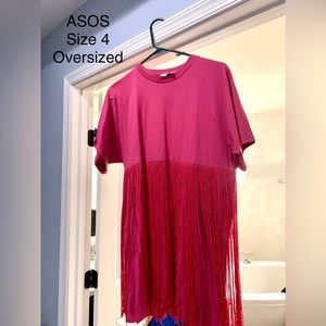 Oversized ASOS pink fringe dress